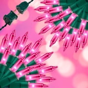 100-Light Pink Extra-Bright Christmas String Lights | 5.98ft UL-Certified Mini Lights with End Connectors | Waterproof for Home, Garden, Christmas Tree, Party, Patio & Wedding