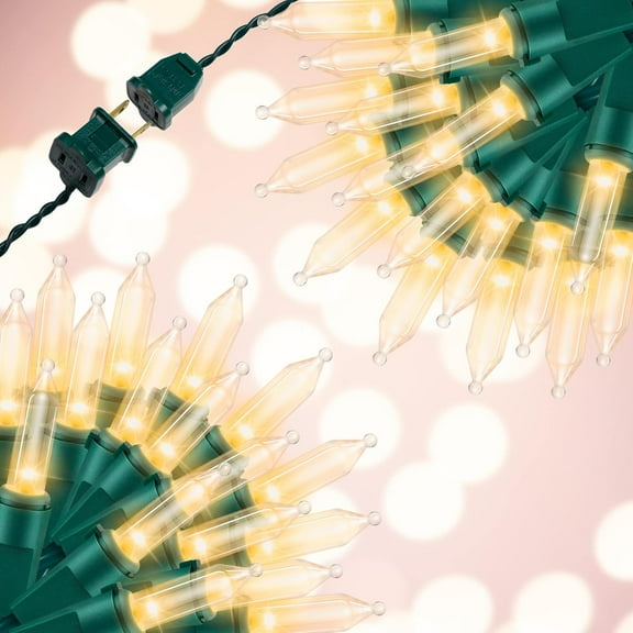 100-Light Warm White Extra-Bright Christmas String Lights | 5.98ft UL-Certified Mini Lights with End Connectors | Waterproof for Home, Garden, Christmas Tree, Party, Patio & Wedding