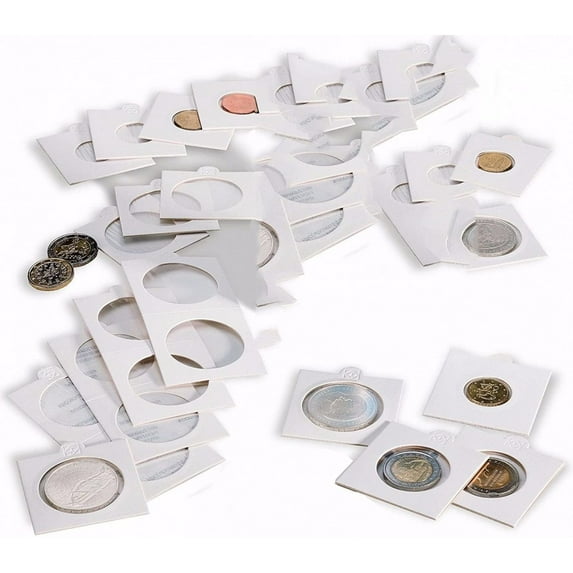 100 Lighthouse Cardboard 2x2 Self-Adhesive Holders 32.5mm Coins