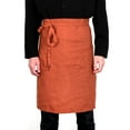 thumbnail image 1 of 100% Linen Bistro Apron with Pockets 25x35 inch - Unisex Half Apron - Caramel, 1 of 7