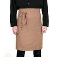 thumbnail image 1 of 100% Linen Bistro Apron with Pockets 25x35 inch - Unisex Half Apron - Macchiato, 1 of 7