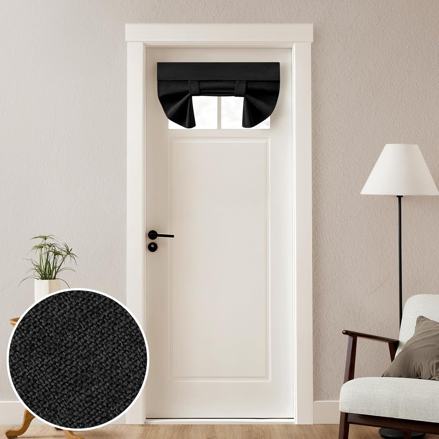 100% Linen Blackout French Door Curtains, Privacy Door Window Curtains ...