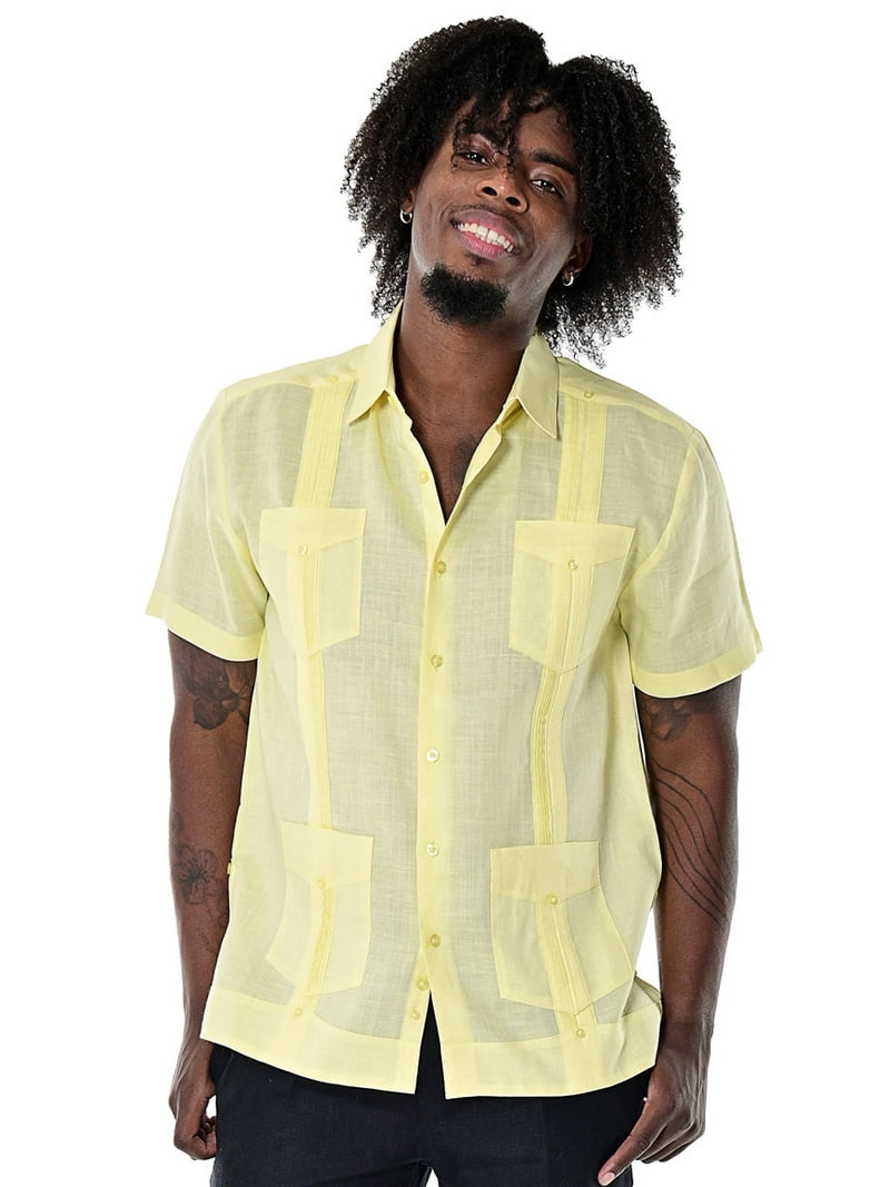 100% Linen Guayabera Shirt for Men's 4 Pocket Short Sleeve Traditional Button-Down - Walmart.com 100% Linen Guayabera Shirt for Men's 4 Pocket Short Sleeve Traditional Button-Down - Walmart.com