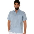 thumbnail image 1 of 100% Linen Guayabera Shirt for Men's 4 Pocket Short Sleeve Traditional Button-Down, 1 of 2