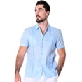 thumbnail image 1 of 100% Linen Guayabera Shirt for Men's 4 Pocket Short Sleeve Traditional Button-Down, 1 of 2