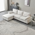 thumbnail image 1 of 100'' Linen L-Shaped Left-Hand Facing Sectional Sofa with Metal Legs and 2 Pillows(Beige), 1 of 12