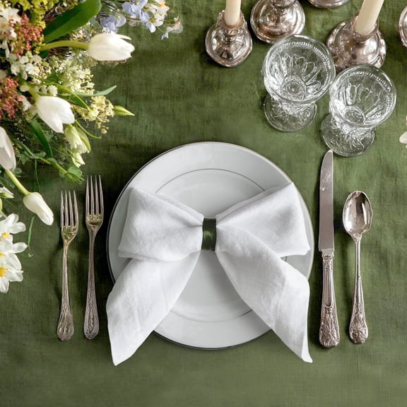 Triton Linen 100% Pure French Linen Napkins, 20" x 20" Cloth Napkins Set of 4 - White