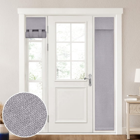 100% Linen Sidelight Curtains for Front Door W12xL68 Inch