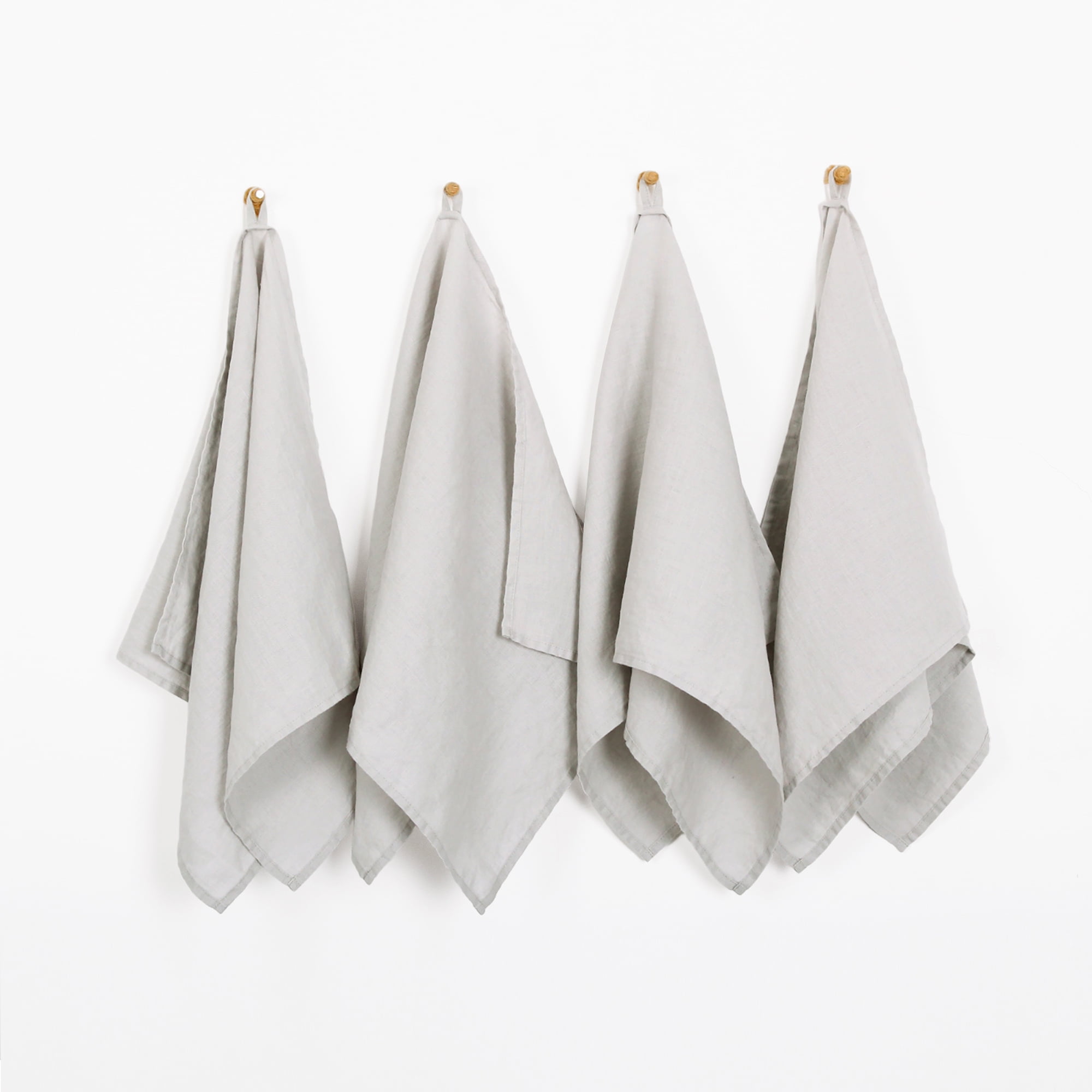 100% Linen Tea Towels 14 x 28 Inch Kitchen Dish and Hand Towels Set of 4 - Grey
