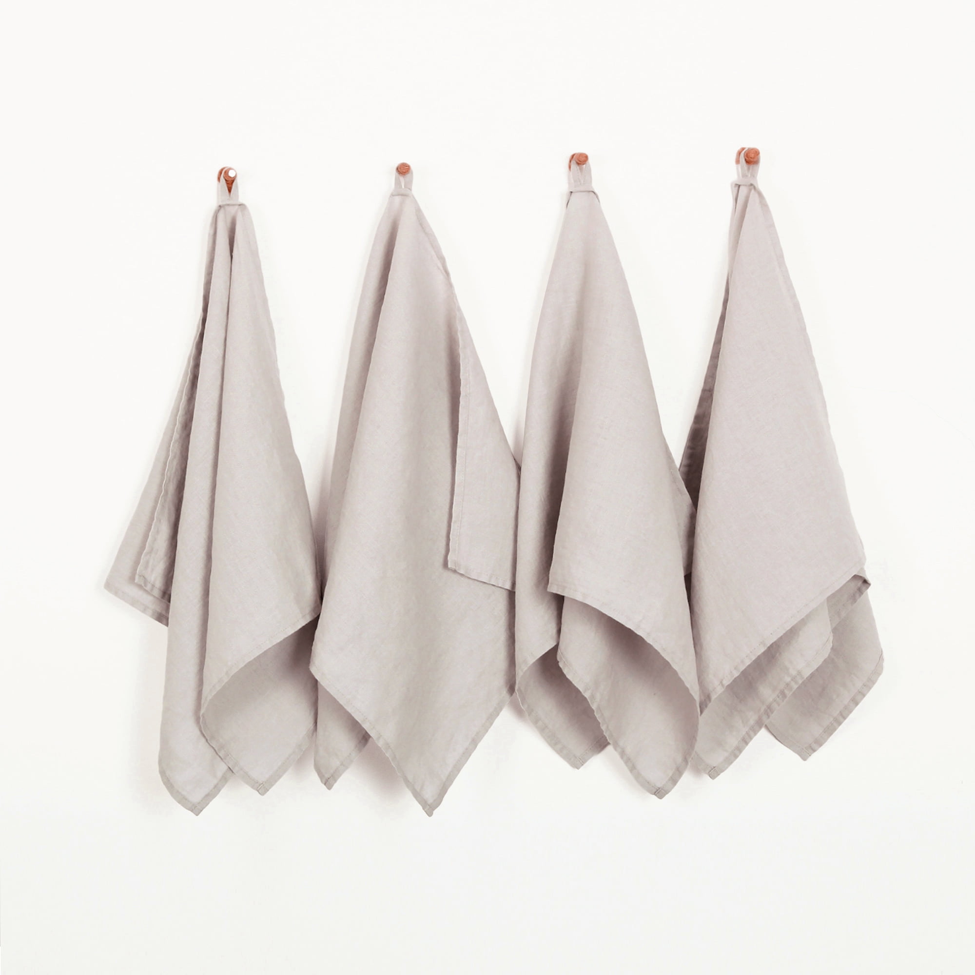 100% Linen Tea Towels 14 x 28 Inch Kitchen Dish and Hand Towels Set of 4 - Natural