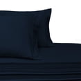 thumbnail image 1 of 100% Long-Staple Cotton Sateen Sheets 300TC Solid Bed Sheet Set - Olympic Queen-Navy, 1 of 1