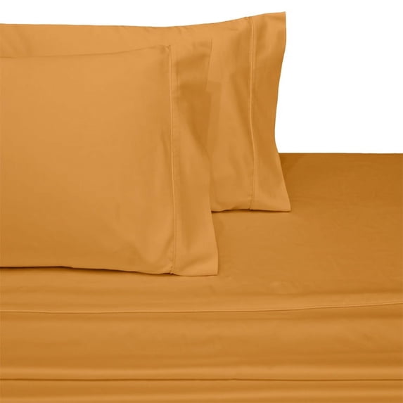 100% Long-Staple Cotton Sateen Sheets 300TC Solid Bed Sheet Set - Twin- Gold
