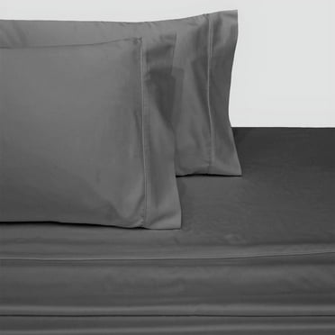 100% Long-Staple Cotton Sateen Sheets 300TC Solid Bed Sheet Set - Twin-Gray
