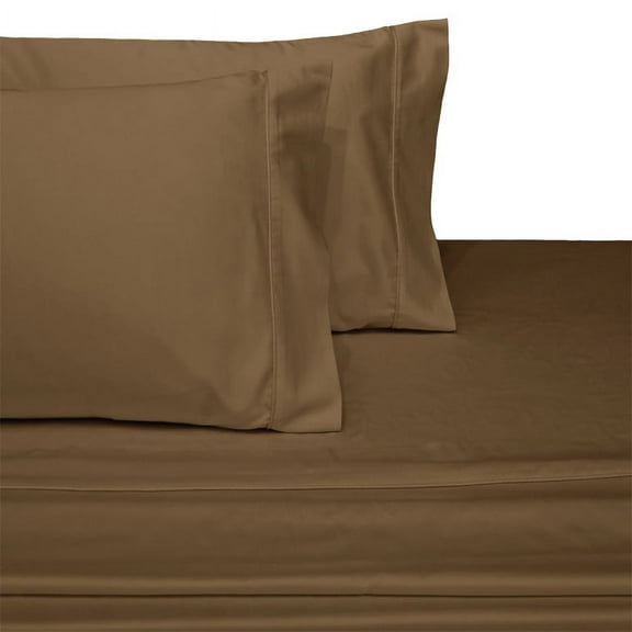100% Long-Staple Cotton Sateen Sheets 300TC Solid Bed Sheet Set - Twin-Taupe