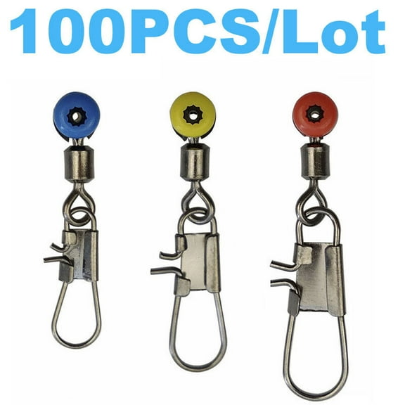 100/Lot Fishing Sinker Slide Connector Fishing Swivel With Interlock Snap Tackle