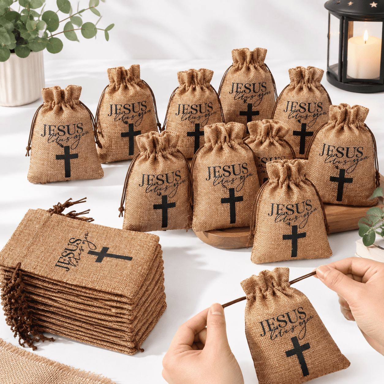 100 Loves You Gift Bags With Drawstring Bulk 4 X 6 Inch Burlap Jute ...