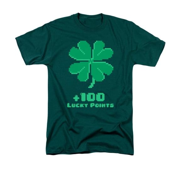 100 Lucky Points 8 Bit Shamrock Adult T-Shirt Tee