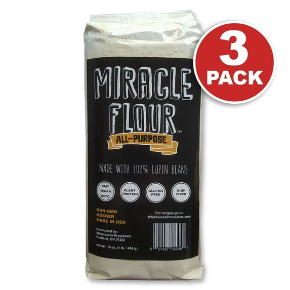 100% Lupin Flour, Non-GMO, Made in USA, All Purpose, Gluten Free, Vegan, Plant Protein, Low Carb Flour, Keto-Friendly, High Protein, Miracle Flour (3 Pack)