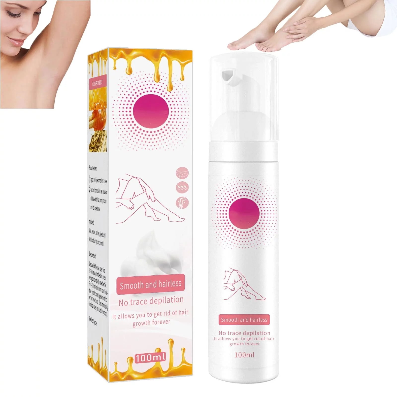 100 ML Natural Permanent Hair Removal Spray NEW Gentle Beeswax Hair