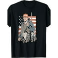 thumbnail image 1 of 100% Made US Duck Hunting Trump Camo Hello Hunting Season US Flag T-Shirt, 1 of 4