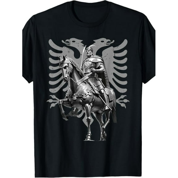 100% Made US Skanderbeg Albania and Kosovo flag for a proud Albanian T-Shirt