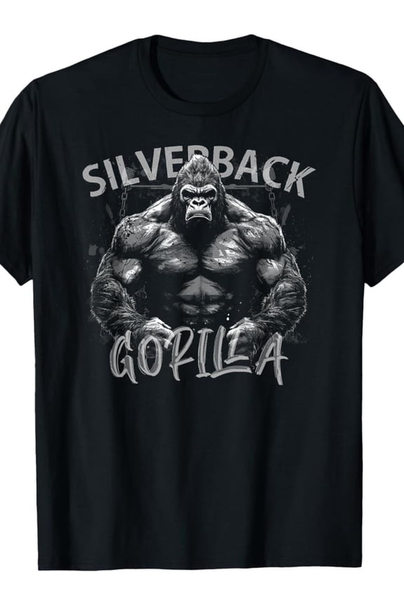 100% Made in USA, 180g Gorilla Face Monkey Angry Growling Scary Silverback Gorilla T-Shirt