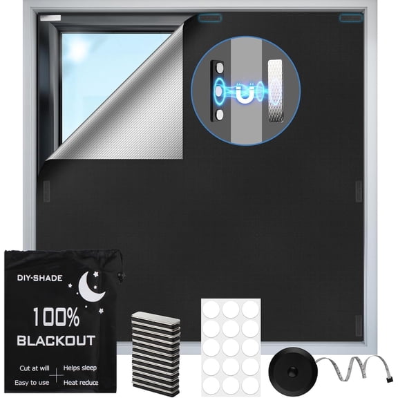 100% Magnetic Black Out Window Cover " " Blackout Blinds No Drill, Portable Black Out Shades Blackout Curtains for Bedroom,RV,Nursery,Media Room with Strong Magnets