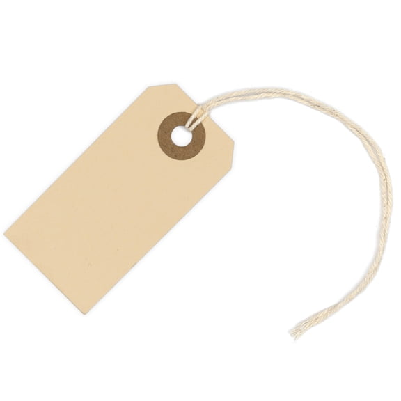 100 Manila Tags #1 with String Attached - 2 3/4 x 1 3/8” - Labeling Tags with Strings