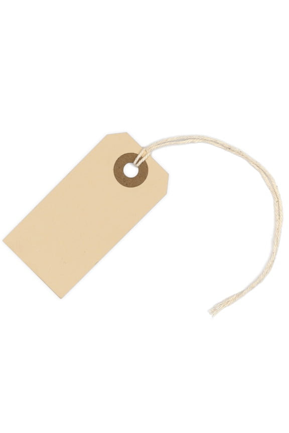 100 Manila Tags #1 with String Attached - 2 3/4 x 1 3/8 - Labeling Tags with Strings