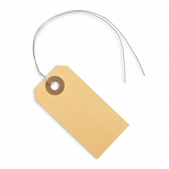 100 Manila Tags #1 with Wire Attached - 2 3/4 x 1 3/8” - Small Hanging Labels with Metal Wire