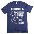 thumbnail image 1 of 100 Men vs 1 Gorilla Internet Meme T-shirt Gorilla Challenge tee funny shirt (4X-Large Navy Blue), 1 of 6