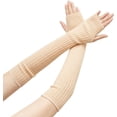 thumbnail image 1 of 100% Merino Wool Arm Warmers Long Fingerless Gloves Knit Sleeves with Thumb Hole for Women, 1 of 7