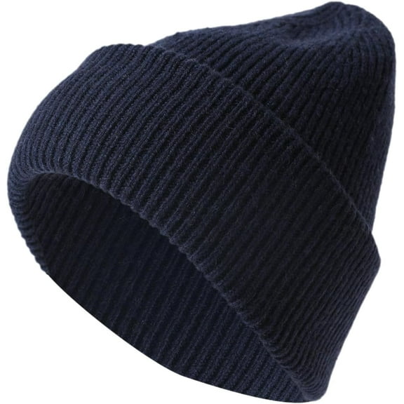 100% Merino Wool Beanie Hat for Men and Women, Unisex Thermal Winter Hat, One Size Cuffed Knit Ribbed Beanie