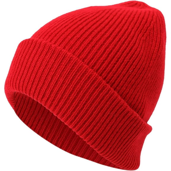100% Merino Wool Beanie Hat for Men and Women, Unisex Thermal Winter Hat, One Size Cuffed Knit Ribbed Beanie