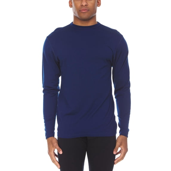 Men's Merino Wool Lightweight Base Layer - Long Sleeve Crew - Navy - Medium