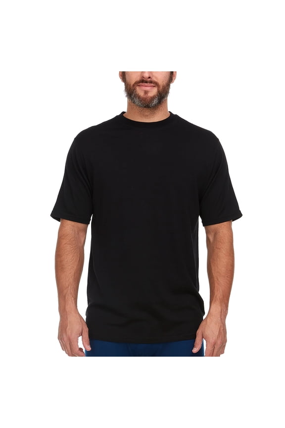 100% Merino Wool Men's Lightweight T-Shirt - Crew Neck Short Sleeve Shirt - Black - Small