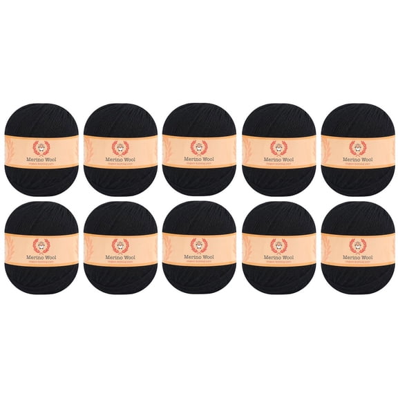 100% Merino Wool Yarn 10 Pack by Yonkey Monkey - Black 205