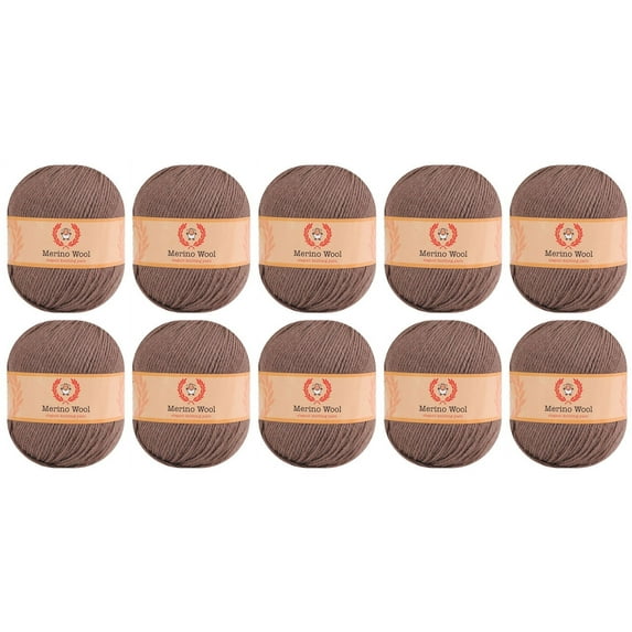 100% Merino Wool Yarn 10 Pack by Yonkey Monkey - Brown 215