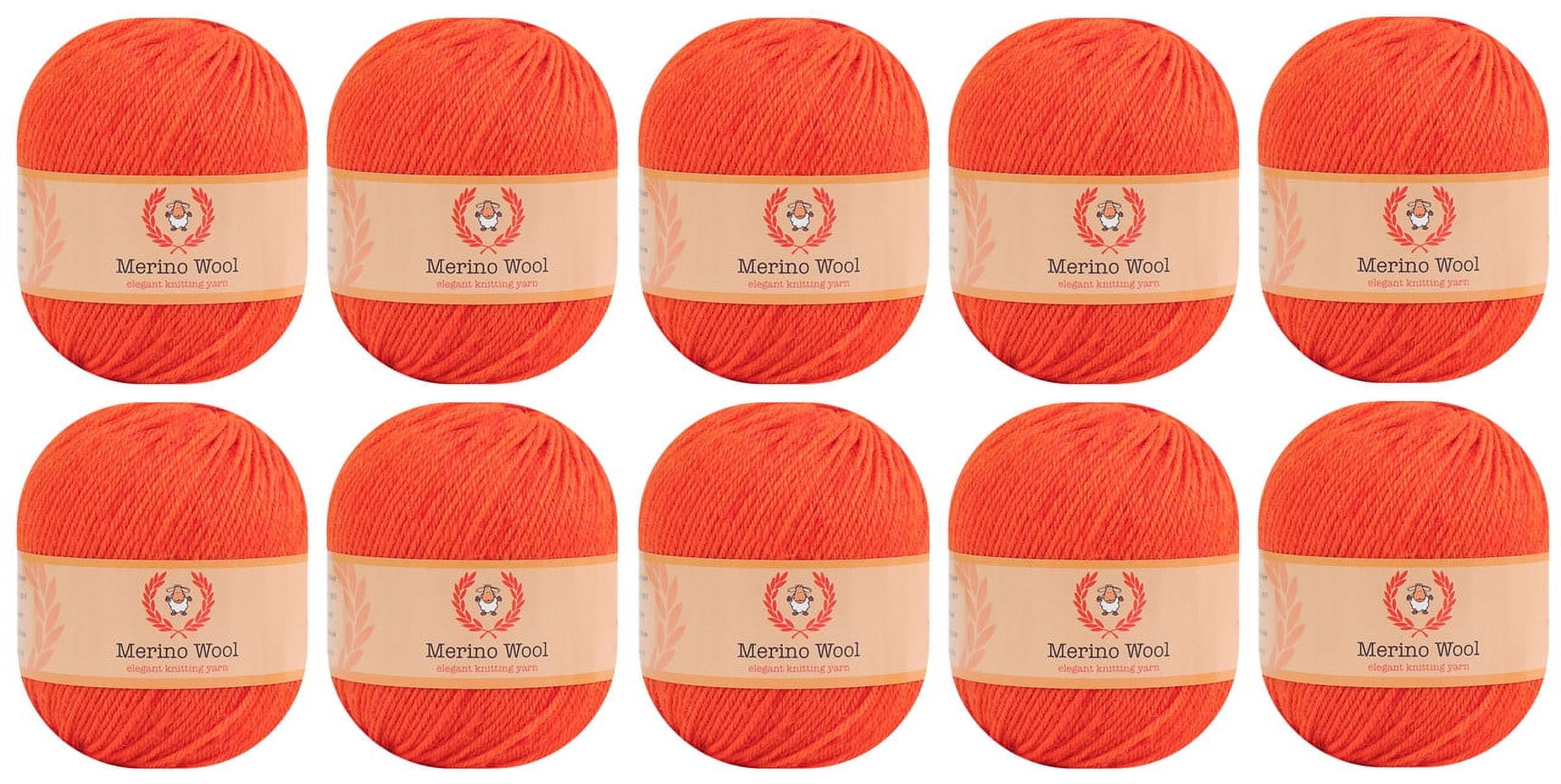 100% Merino Wool Yarn 10 Pack by Yonkey Monkey - Orange Red 222