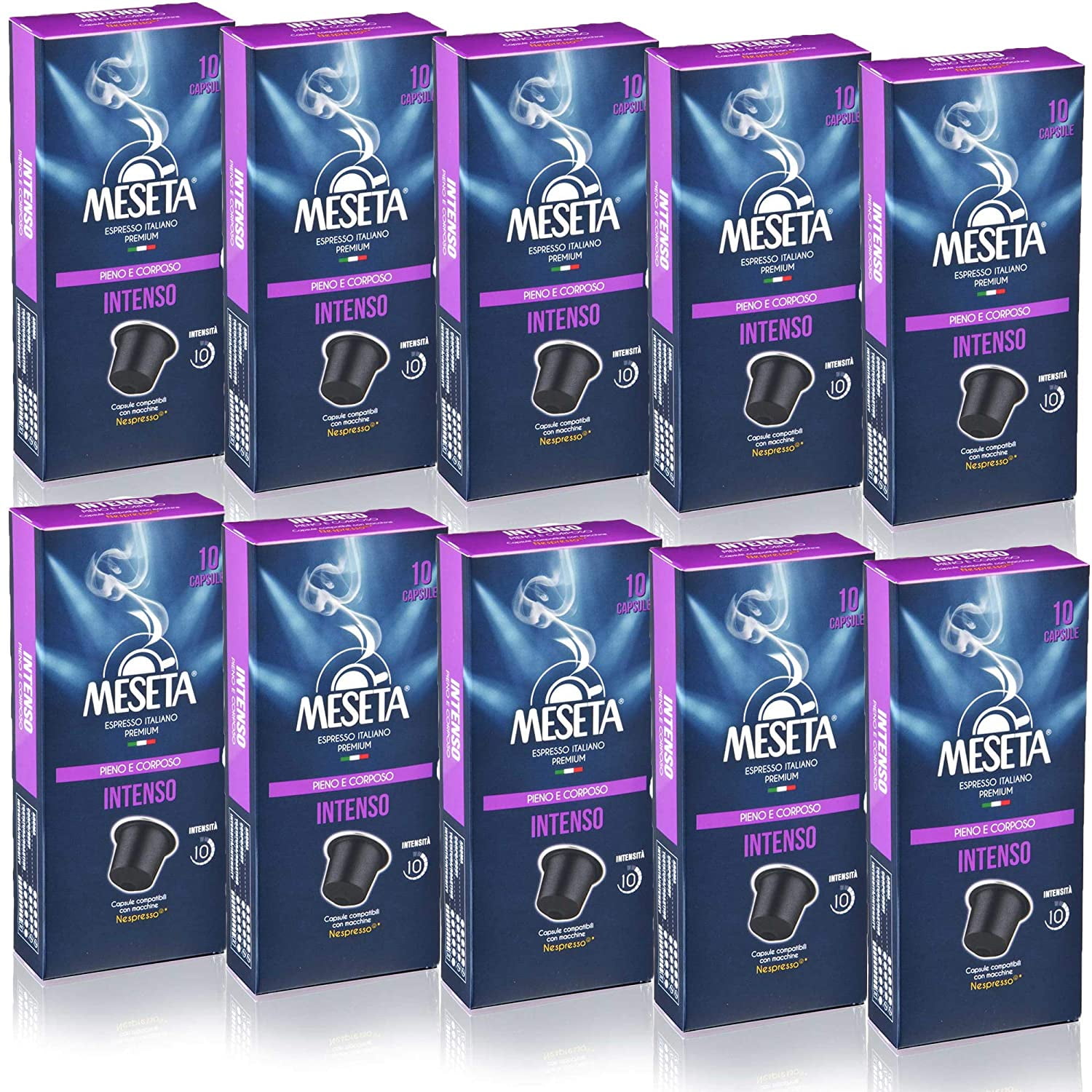 100 Meseta Intenso Fairtrade Italian Nespresso Compatible Capsules. 100 Capsules of Gourmet Coffee Espresso Compatible with Nespresso Machine.