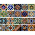 thumbnail image 1 of Color y Tradición 100 Mexican Talavera Tiles 4x4 – Handpainted Ceramic, 20 Assorted Designs, 1 of 4