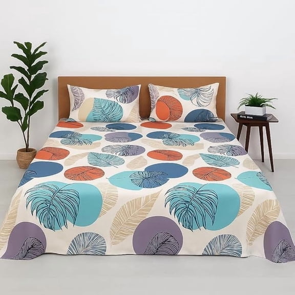 100% Microfiber Bedsheet For Single Bed With 2 Matching Pillow Covers Breathable - 68 X 90 Inch, Multicolor | Natural & Cozy Single Bed Sheet