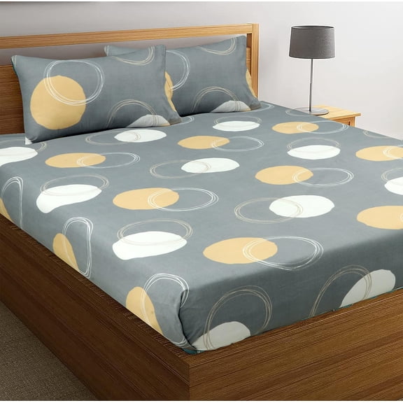 100% Microfiber Double Bedsheets With 2 Pillow Covers - 90 X 90 Inches, Pink & Grey | Double Bed Breathable & Wrinkle Free | All-Season Comfort Bedsheet