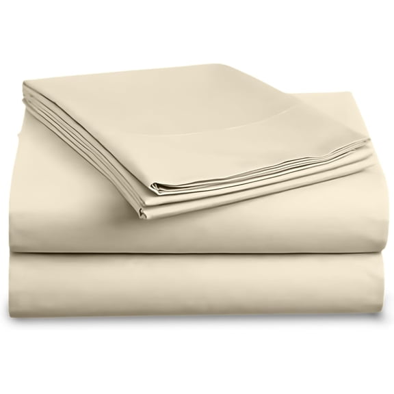 Full XL Beige 4-Piece 1800 Thread Count Beige Microfiber Double Brushed Sheet Sets, Full-XL - Breathable
