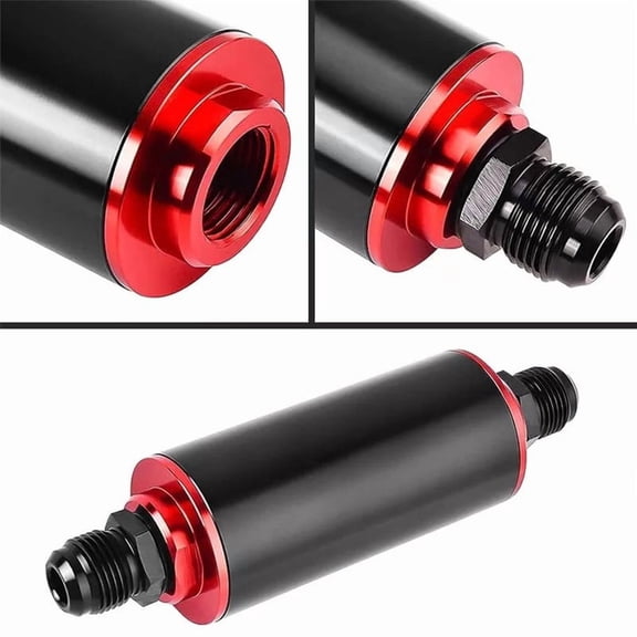 100-Micron Fuel Filter For Gasoline Diesel E85, Aluminum Alloy Construction, Removable Stainless Steel Screen, AN6 AN8 AN10 Adapters, Universal Fit, 1-Pack