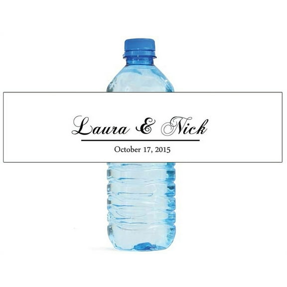 100 Modern On White Background Wedding Anniversary Engagement Party Water Bottle labels Bridal Shower