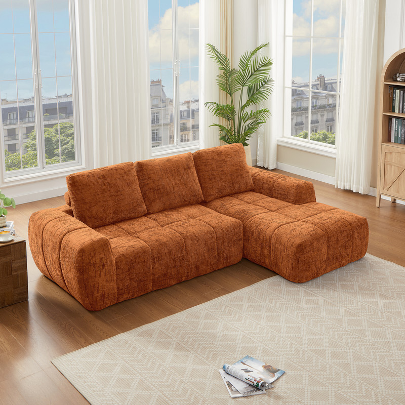 100" Modular Sectional Sofa with Chaise, L-Shaped Cloud Couch with 3 ...