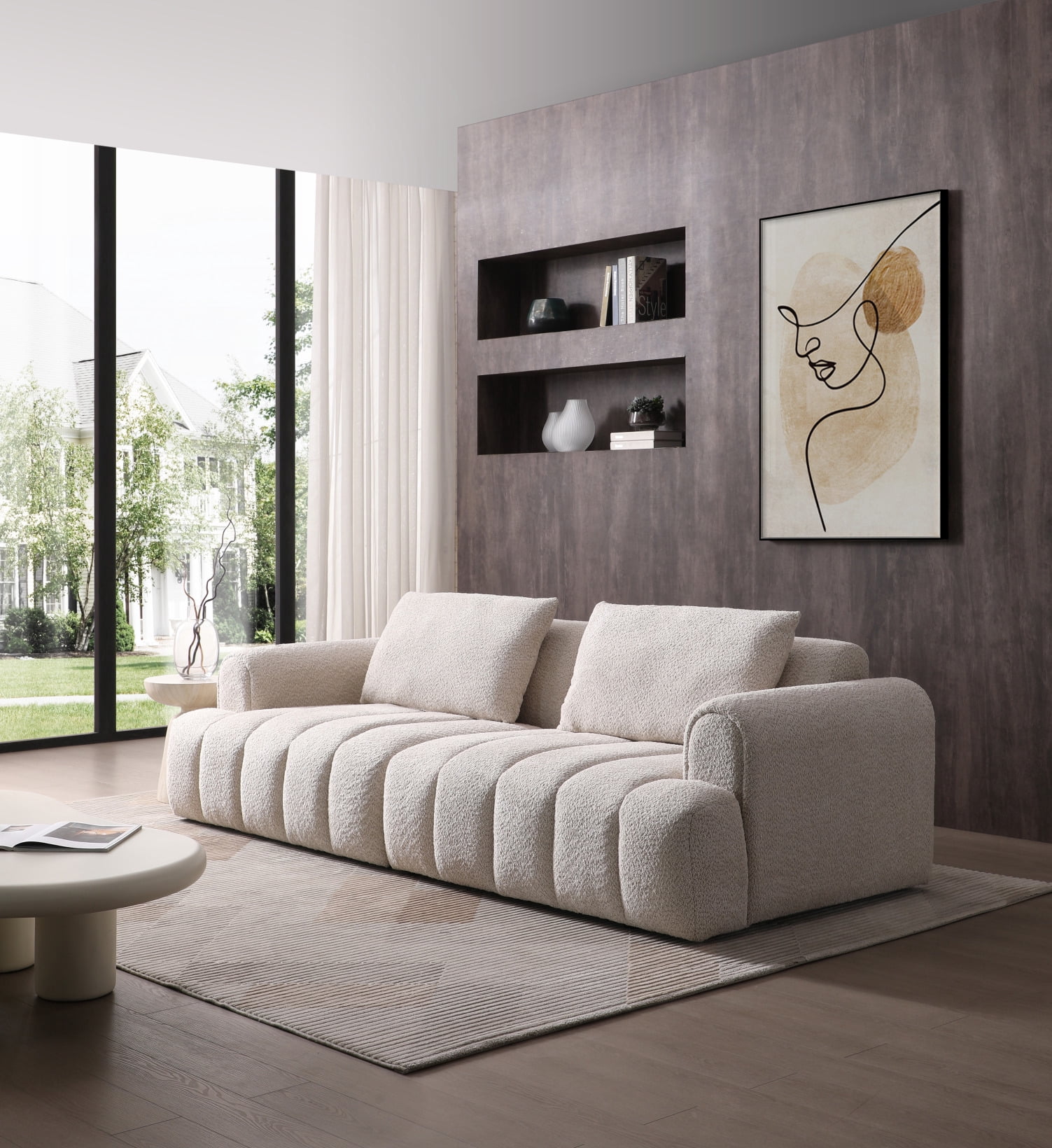 100" Modular Sectional Sofa, Comfy Chenille Velvet Upholstered Sofa ...