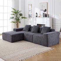 100" Modular Sectional Sofa, Convertible L-Shaped Couch with 25.6in Deep Seat and Chaise Lounge, 3 Seater Cloud Couch with Wide Armrest and 1200LBS Load-Bearing for Huge Person, Dark Gray