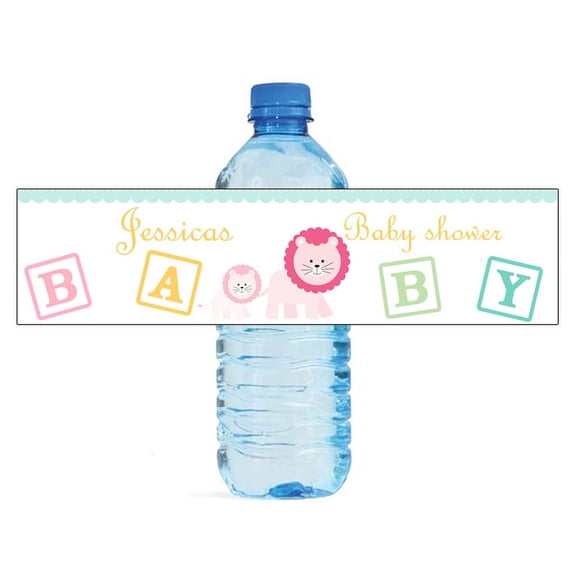 100 Mom & Baby Lion Baby Shower Birthday Water Bottle Labels Special Occasion
